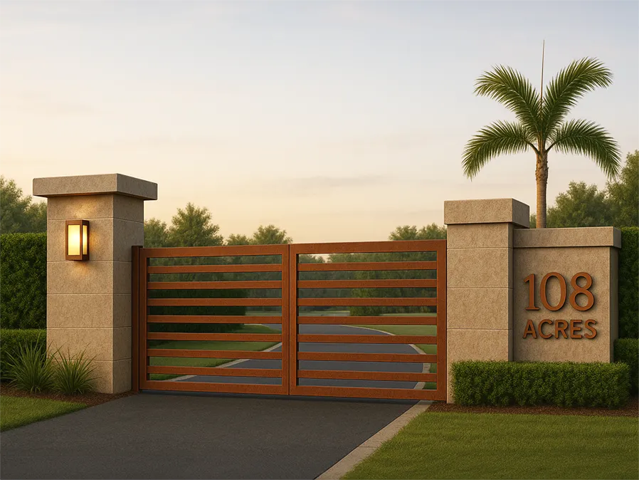 108 acres rendering of gate / entrance